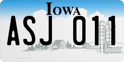 IA license plate ASJ011