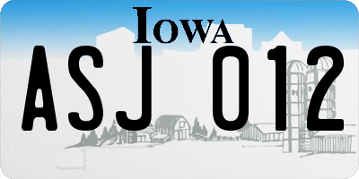 IA license plate ASJ012