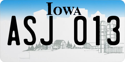 IA license plate ASJ013