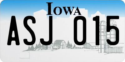IA license plate ASJ015