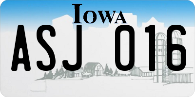 IA license plate ASJ016