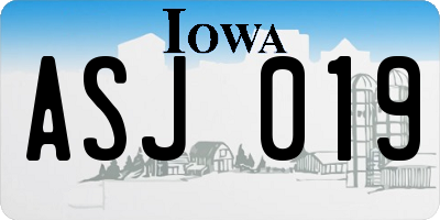 IA license plate ASJ019