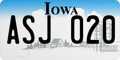 IA license plate ASJ020