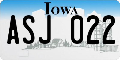 IA license plate ASJ022