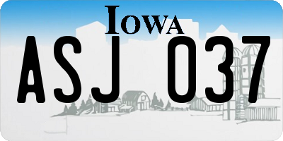 IA license plate ASJ037