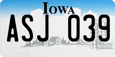 IA license plate ASJ039