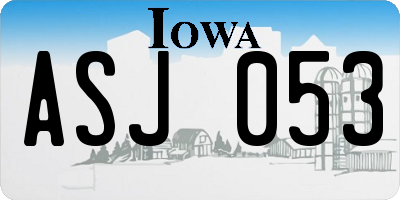 IA license plate ASJ053