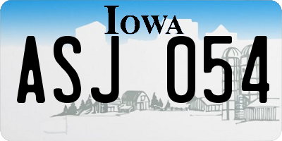 IA license plate ASJ054