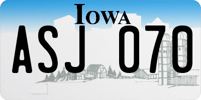 IA license plate ASJ070