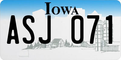 IA license plate ASJ071