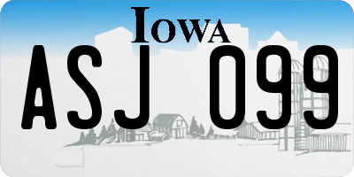 IA license plate ASJ099