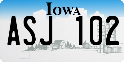 IA license plate ASJ102