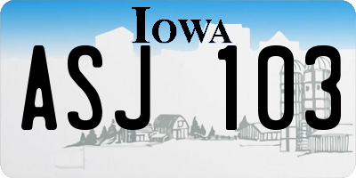 IA license plate ASJ103