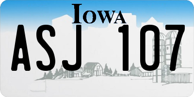 IA license plate ASJ107