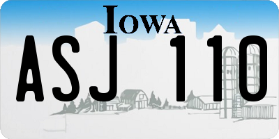 IA license plate ASJ110