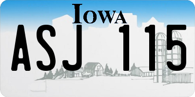 IA license plate ASJ115