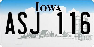 IA license plate ASJ116