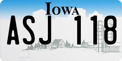 IA license plate ASJ118