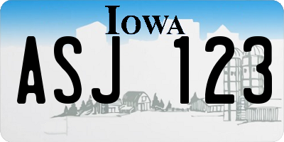 IA license plate ASJ123