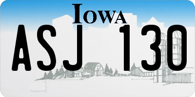 IA license plate ASJ130