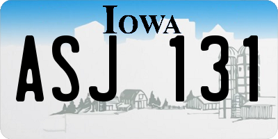 IA license plate ASJ131