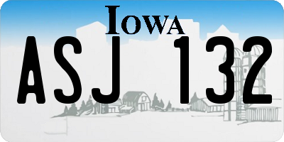 IA license plate ASJ132