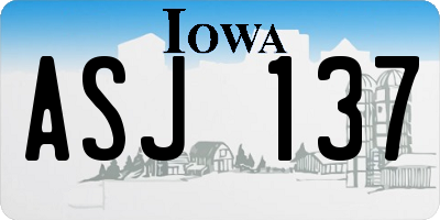 IA license plate ASJ137