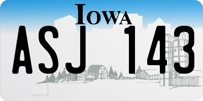 IA license plate ASJ143