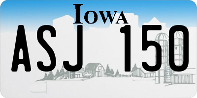 IA license plate ASJ150
