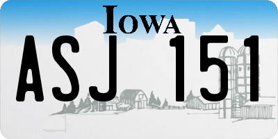 IA license plate ASJ151