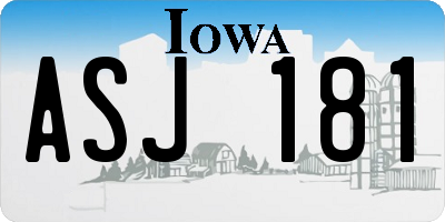 IA license plate ASJ181