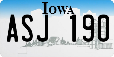 IA license plate ASJ190