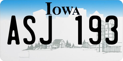 IA license plate ASJ193