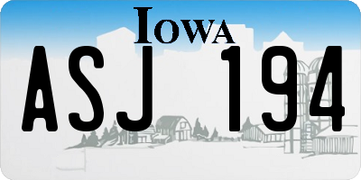 IA license plate ASJ194