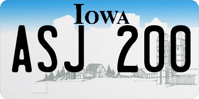 IA license plate ASJ200