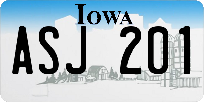 IA license plate ASJ201