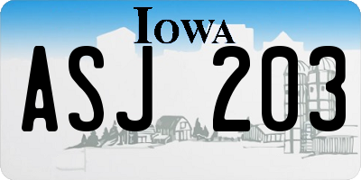 IA license plate ASJ203