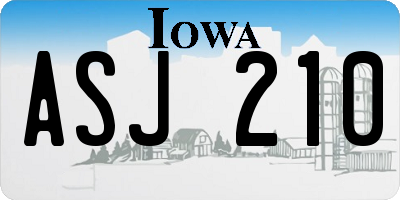 IA license plate ASJ210