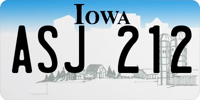 IA license plate ASJ212