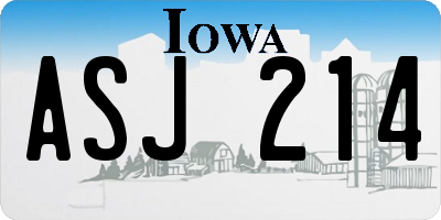 IA license plate ASJ214