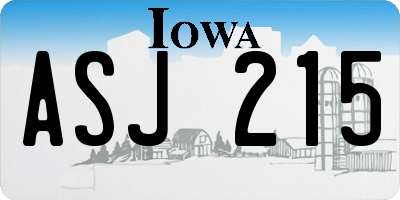 IA license plate ASJ215