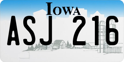 IA license plate ASJ216