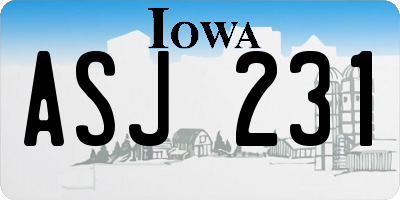 IA license plate ASJ231