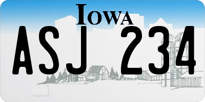 IA license plate ASJ234