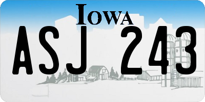 IA license plate ASJ243