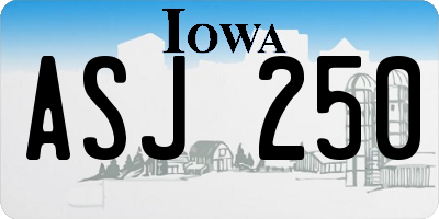 IA license plate ASJ250