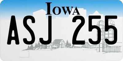 IA license plate ASJ255
