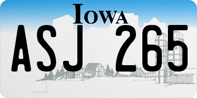 IA license plate ASJ265