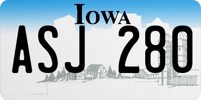 IA license plate ASJ280