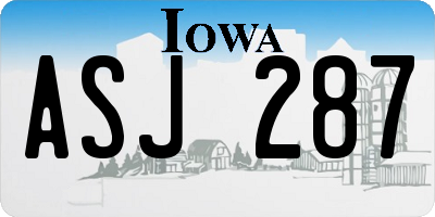 IA license plate ASJ287